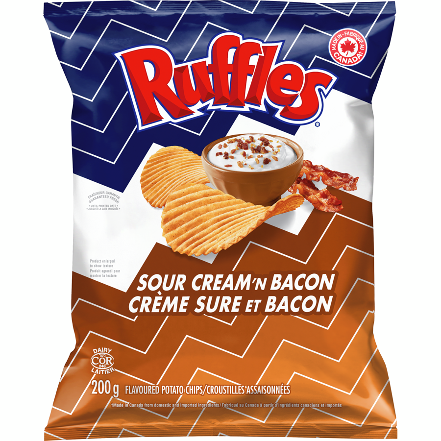 Ruffles Sour Cream 'n Bacon Potato Chips 200g