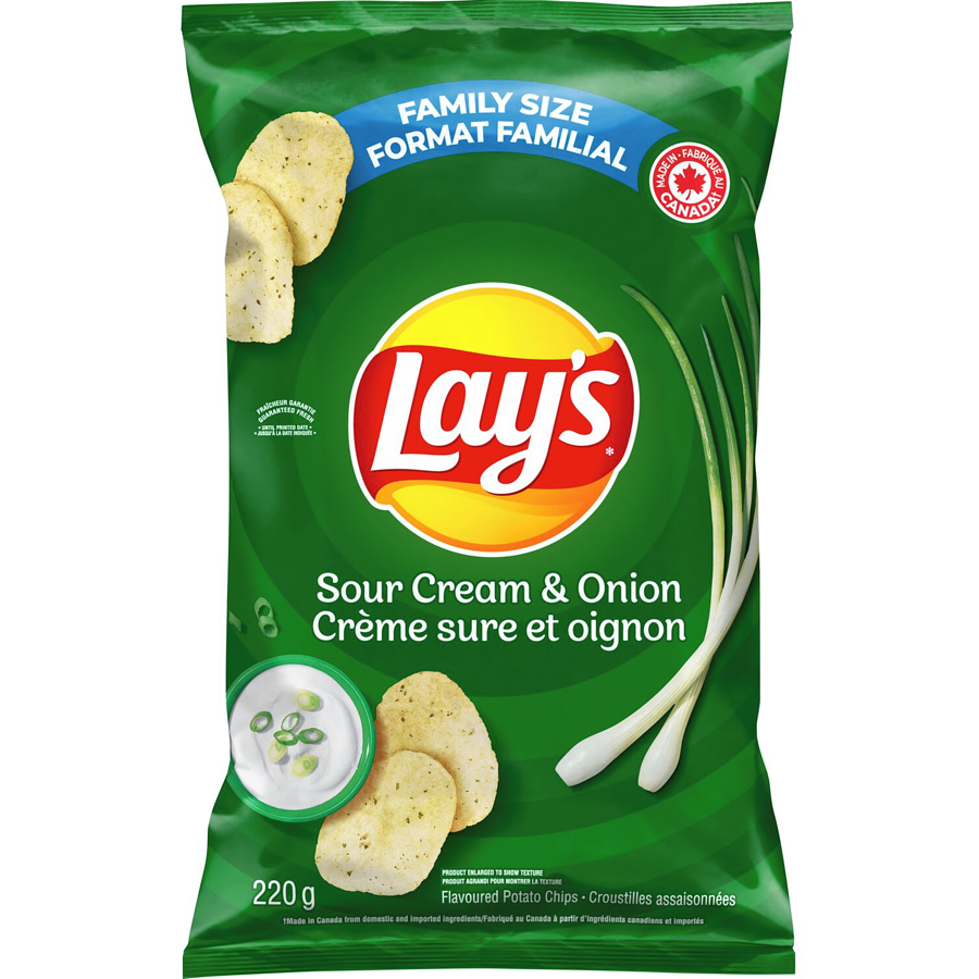 Lays Sour Cream & Onion Potato Chips 220g