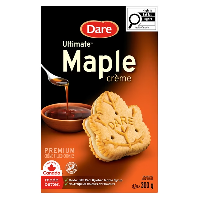 Dare Ultimate Maple Crème Cookies 300g made with real Quebec maple syrup