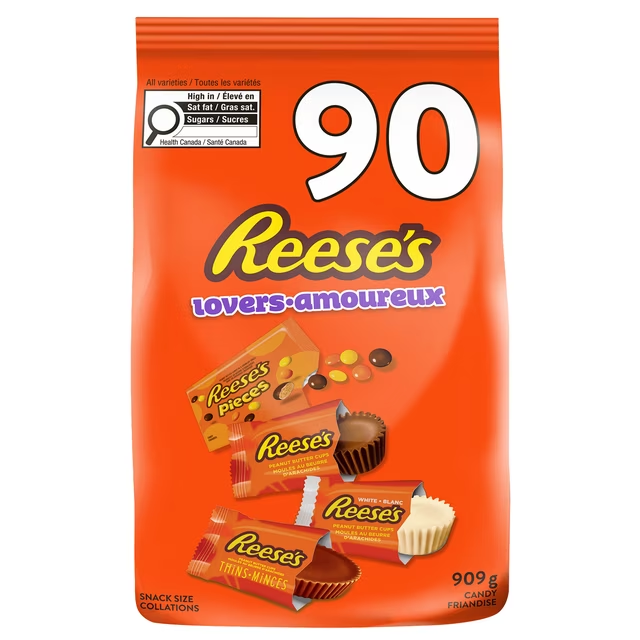 Assorted peanut butter chocolate candy 90 count 909g
