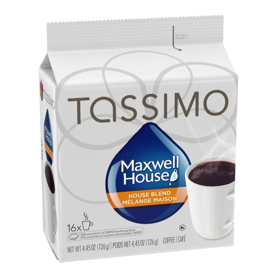 Tassimo Maxwell House House Blend Coffee T-Discs 126g (16 Count) – Medium Roast, Each Disc Brews 236 ml / 8 fl oz Cup – Compatible with Tassimo Brewers