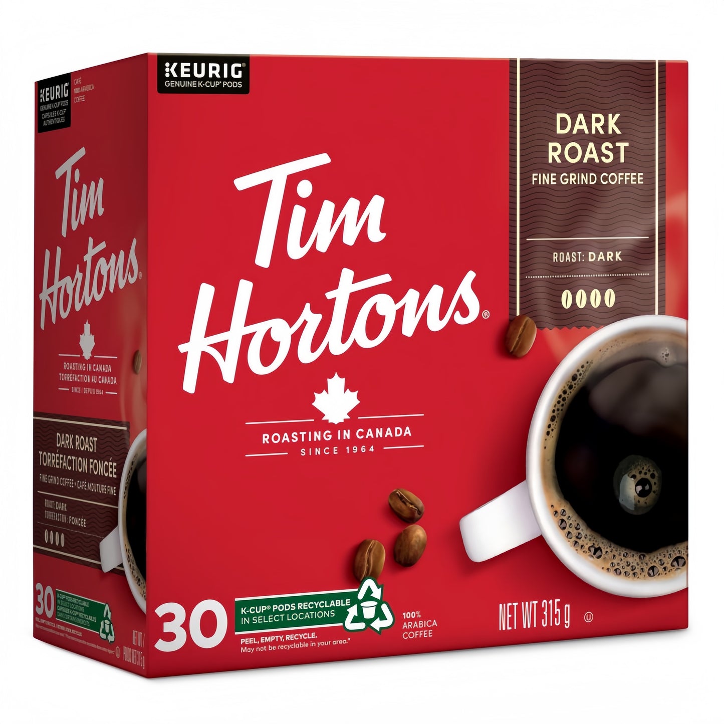 Tim Hortons Dark Roast K-Cups 30ct – Bold & Rich Coffee, Compatible with Keurig Brewers