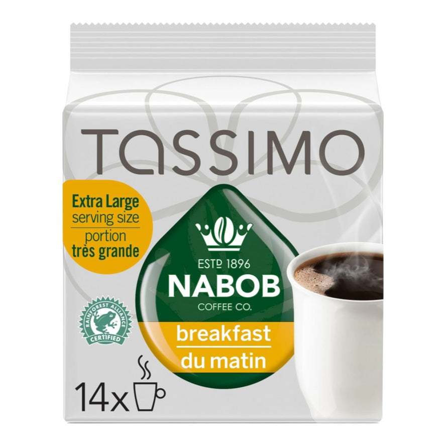 Tassimo Nabob Breakfast Blend Coffee T-Discs 14ct, showing the box and coffee pods