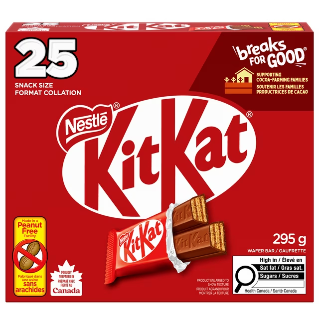 Mini milk chocolate wafer bars 25 count 295g