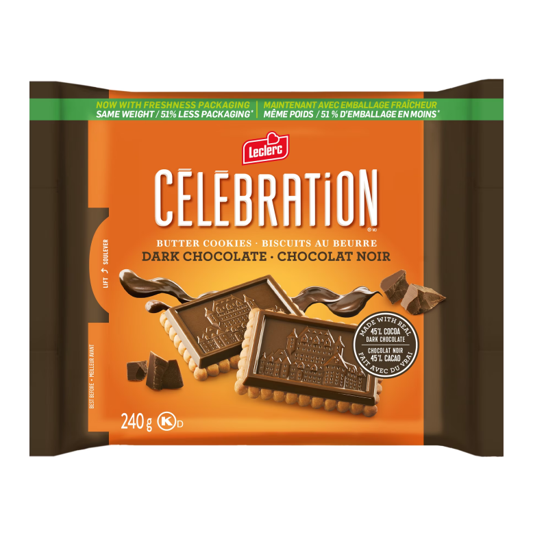 Celebration 45% Cocoa Dark Chocolate Top Butter Cookies 240g