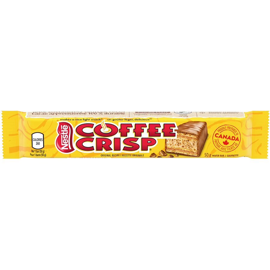 Nestlé Coffee Crisp Chocolate Bar 50g – Crispy Wafer & Coffee Cream