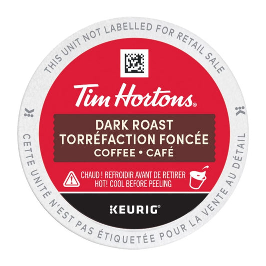 Tim Hortons Dark Roast K-Cups 30ct, showing the box and coffee pods