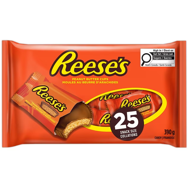 Peanut Butter Cups Snack Size 25 Count 390g