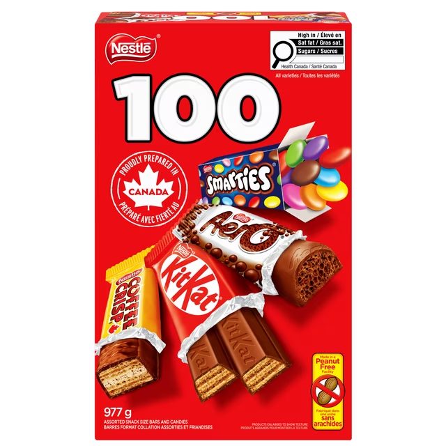 Assorted Mini Chocolate Bars and Candy Variety Pack 100 Count 977g