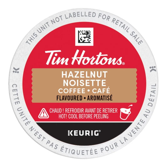 Tim Hortons Hazelnut Light Medium Roast K-Cups 12ct, showing the box and coffee pods