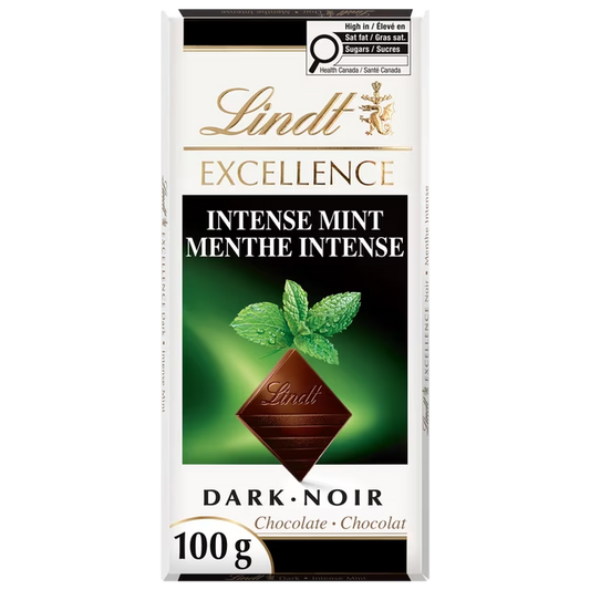 Lindt EXCELLENCE Intense Mint Dark Chocolate Bar 100g with natural mint flavour
