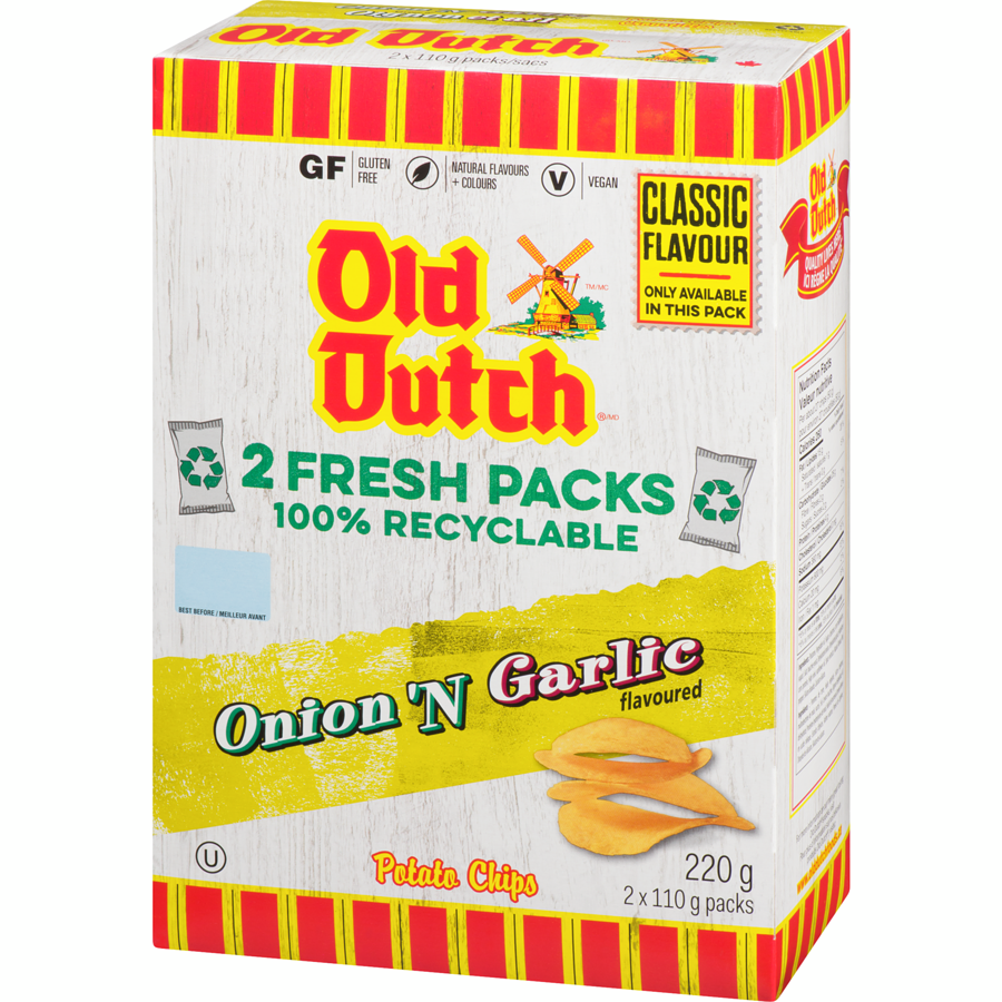Old Dutch Onion N Garlic Potato Chips 110g x 2 packs