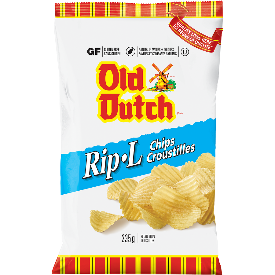 Old Dutch Rip-L Potato Chips 235g