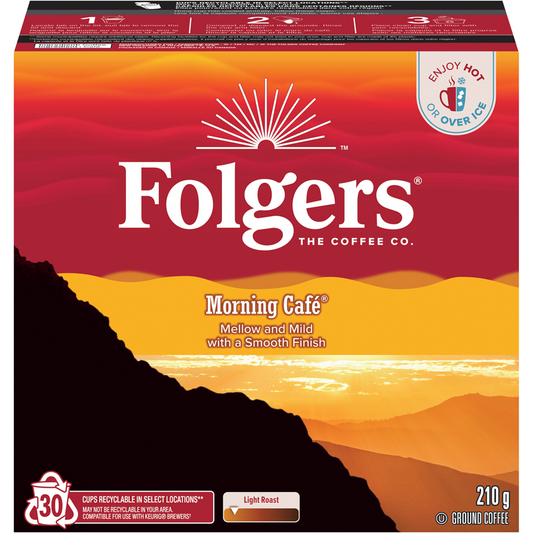 Folgers Morning Café Ground Coffee Light Roast 30ct