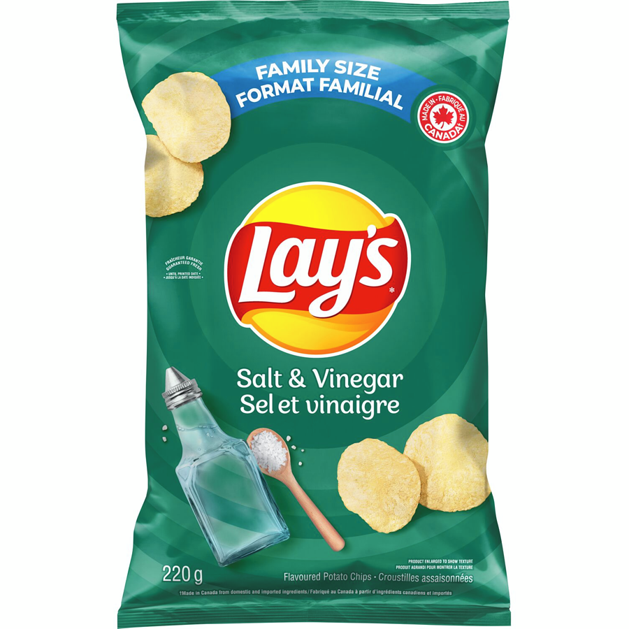 Lays Salt & Vinegar Potato Chips 220g