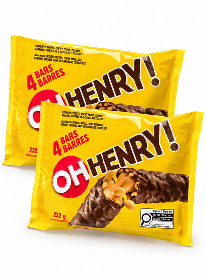 OH HENRY! Chocolate Bar Bundle, Milk Chocolate Candy Bars, 2 x 8.18 OZ,Two 232g packs of chocolate candy bars with peanut, caramel & fudge flavors. Enjoy more classic treats with easy storage
