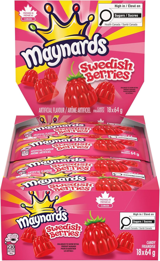 Swedish Berries Gummy Candy 64g Box of 18 Bags