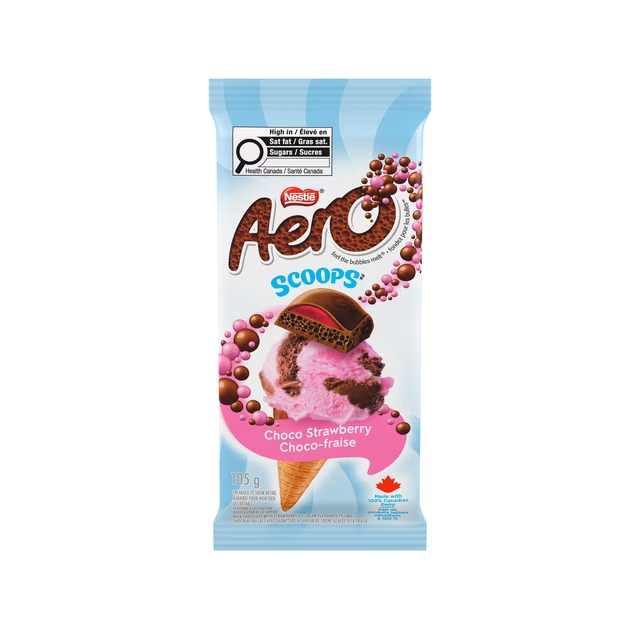 Nestlé AERO Scoops Choco Strawberry Milk Chocolate 115g with strawberry ice cream flavoured filling