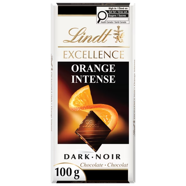 Lindt EXCELLENCE Orange Intense Dark Chocolate Bar 100g with orange pieces and slivered almonds