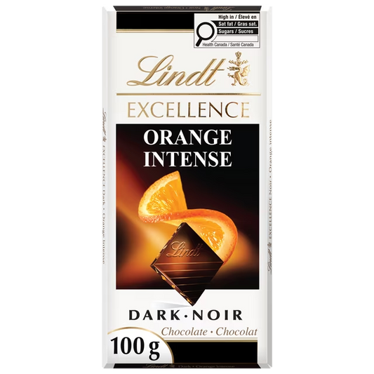 Lindt EXCELLENCE Orange Intense Dark Chocolate Bar 100g with orange pieces and slivered almonds