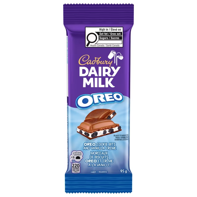 Cadbury Dairy Milk OREO Chocolate Bar 95g with cookie bits and vanilla creme