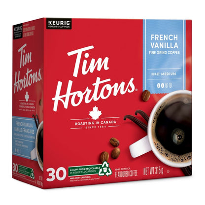 Tim Hortons French Vanilla Flavored Coffee K-Cups 30ct – Medium Roast, Compatible with Keurig Brewers