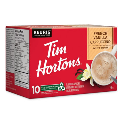 Tim Hortons French Vanilla Cappuccino K-Cups 10ct – Creamy & Sweet, Compatible with Keurig Brewers