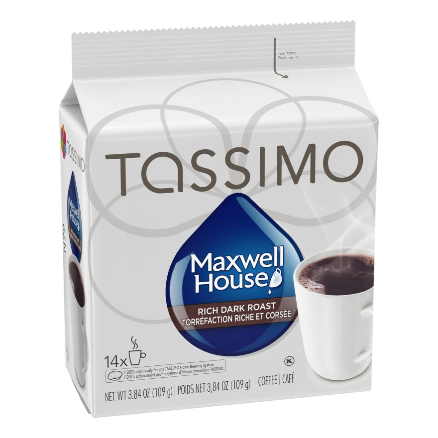 Tassimo Maxwell House Rich Dark Roast Coffee Single Serve T-Discs 14ct