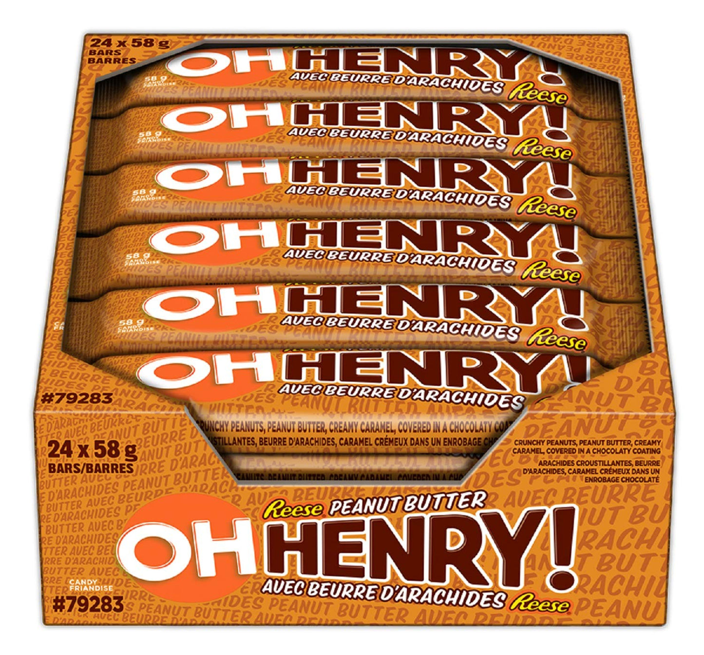 OH HENRY! Chocolatey Candy Bars with Peanut Butter, 58g x 24ct Box