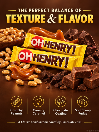 OH HENRY! Mini Candy Bars Value Pack, Chocolate Caramel Fudge, 2 x 7.05 OZ
