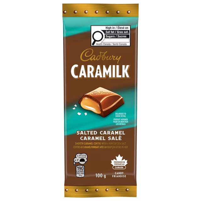Cadbury Caramilk Salted Caramel Chocolate Bar 100g with smooth caramel centre