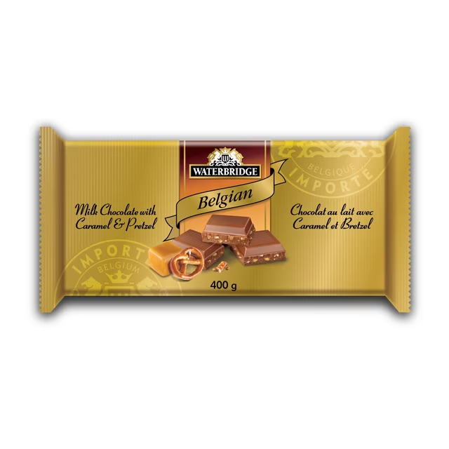 Waterbridge Gold Bar Milk Chocolate with Pretzel Pieces 400g