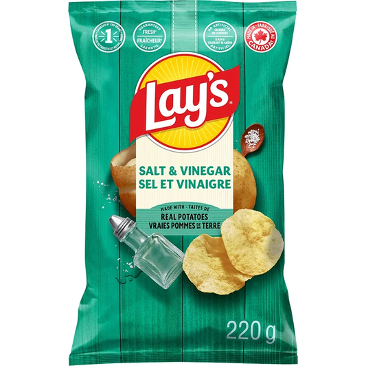 Lays Salt & Vinegar Potato Chips 220g