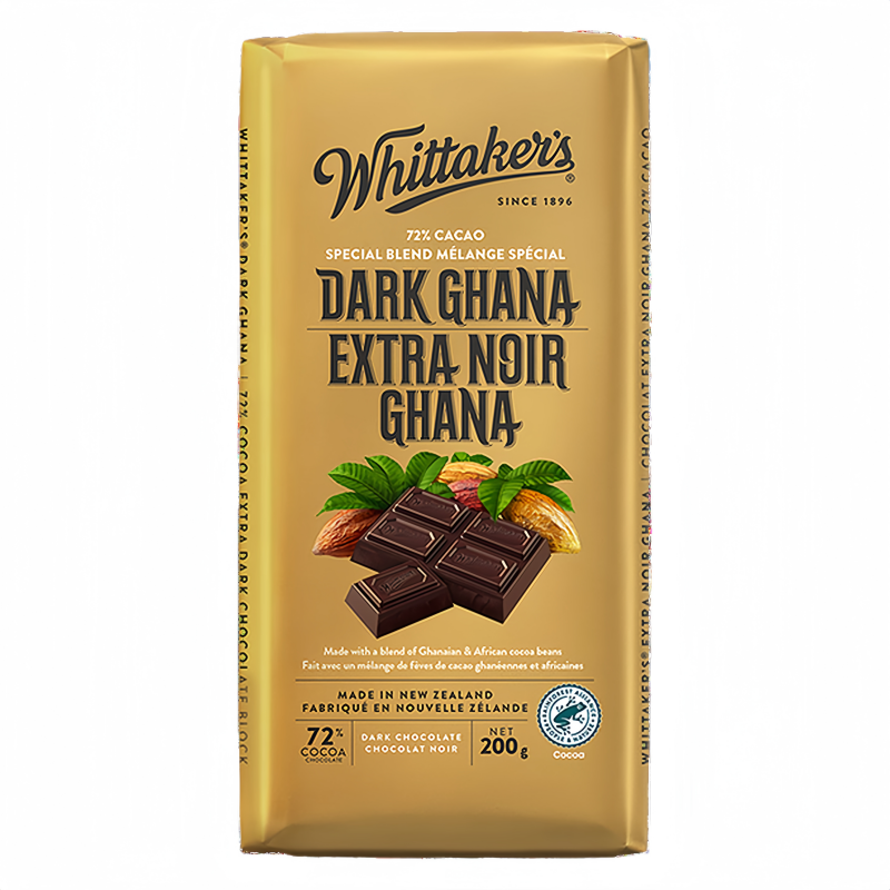 Whittaker's  Dark Ghana 72% Cocoa Chocolate Block, 200g