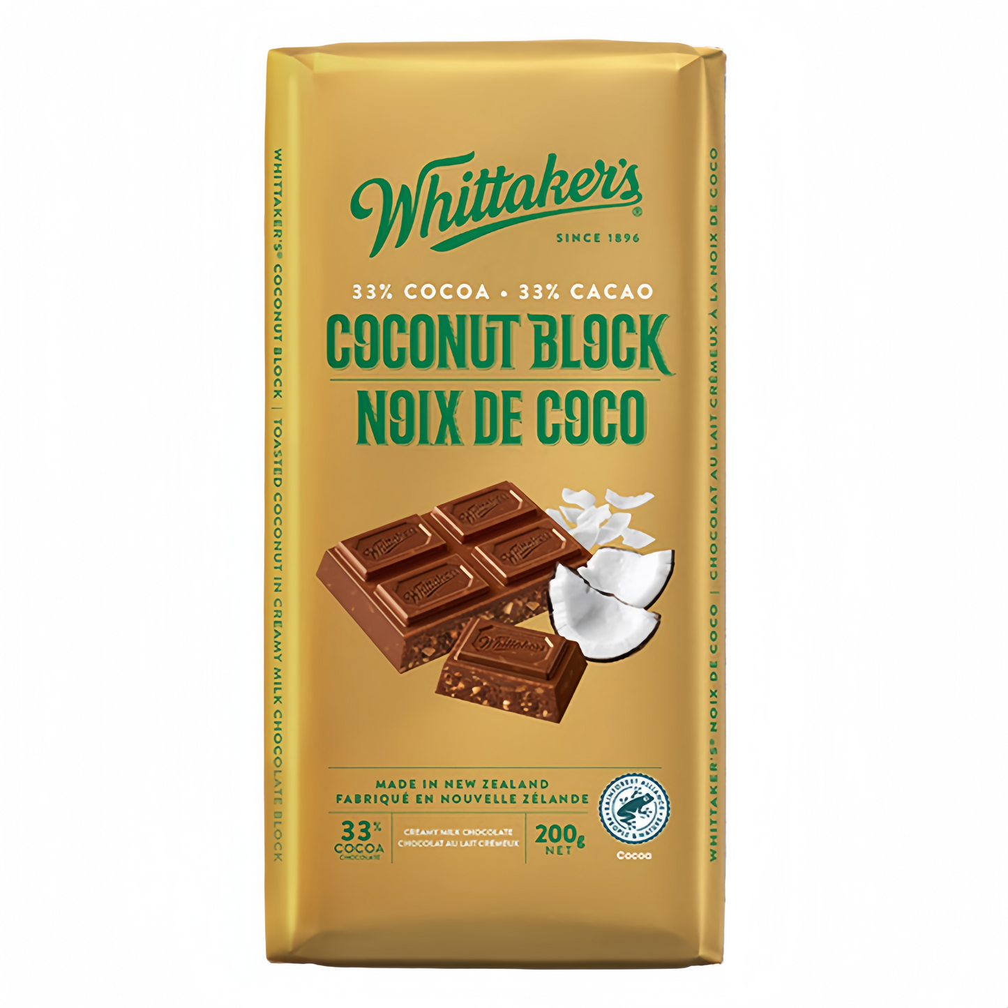 Whittaker's Coconut 33% Cocoa Chocolate Block, 200g