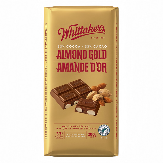 Whittaker's  Almond Gold 33% Cocoa Chocolate Block, 200g