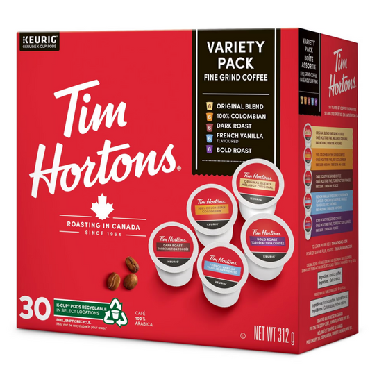Tim Hortons K-Cups, 30 Cups Variety Pack, Single Serve Coffee