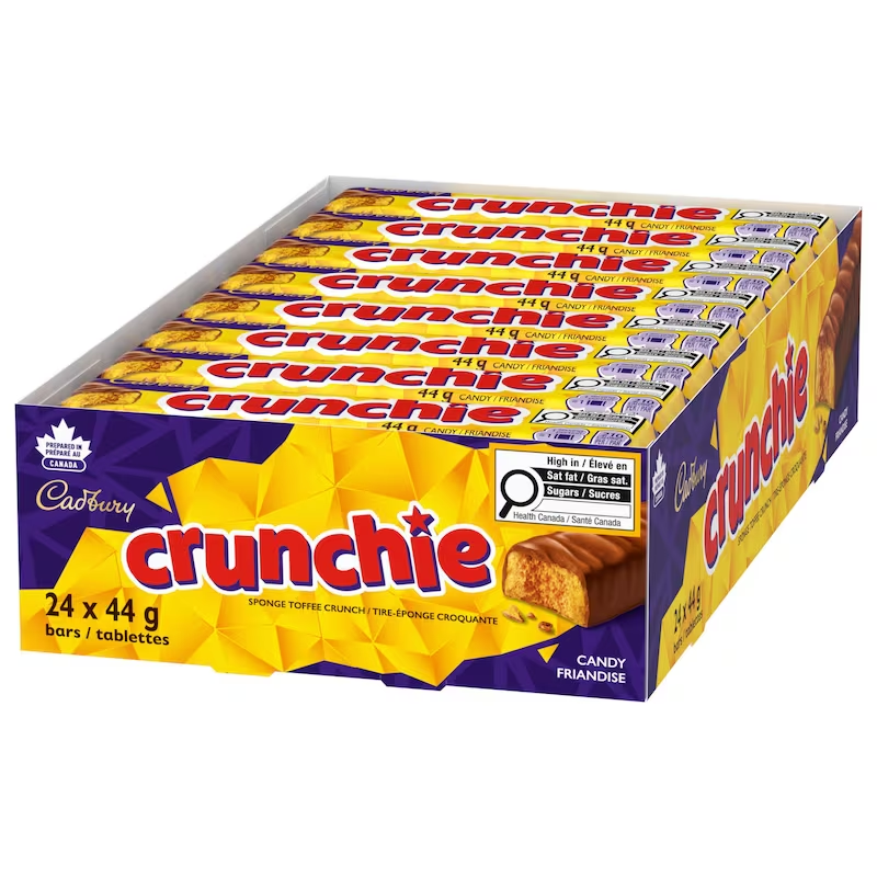 Cadbury Crunchie Chocolate Bars Full Size 44g x 24ct Box