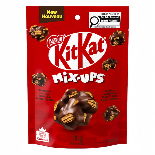KitKat Mix-ups Clusters 110g packaging, showing the pack and chocolate mixed clusters
