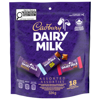 Cadbury Dairy Milk Mini Bars Assorted 18ct Bag, Fruit & Nut Chocolate Bars, Mini Eggs, Milk Chocolate