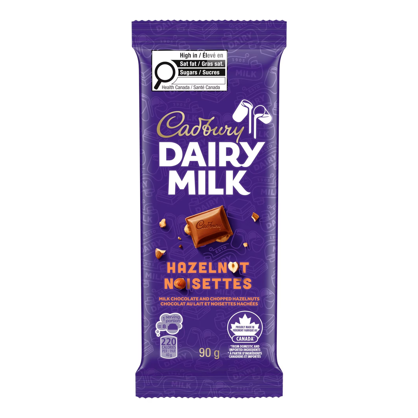 Cadbury Dairy Milk Hazelnut Chocolate Bar with Chopped Hazelnuts 90g