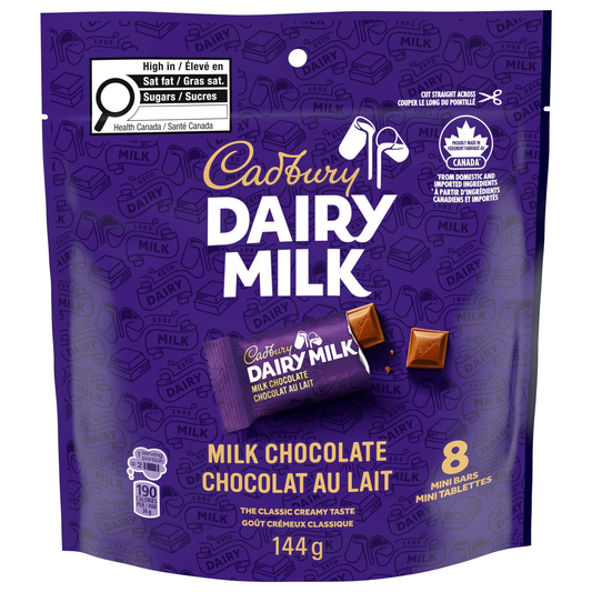 Cadbury Dairy Milk Minis 8pcs – Creamy Milk Chocolate Bite-Size Bag