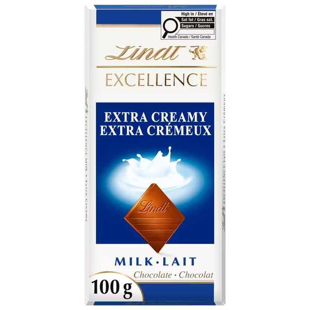 Lindt EXCELLENCE Extra Creamy Milk Chocolate Bar 100g with smooth creamy milk chocolate