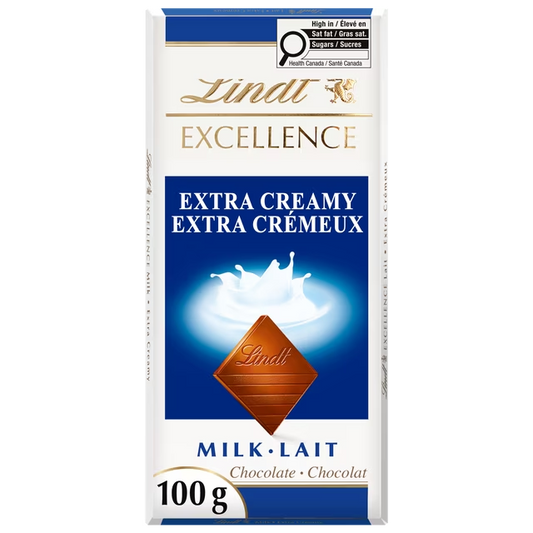 Lindt EXCELLENCE Extra Creamy Milk Chocolate Bar 100g with smooth creamy milk chocolate