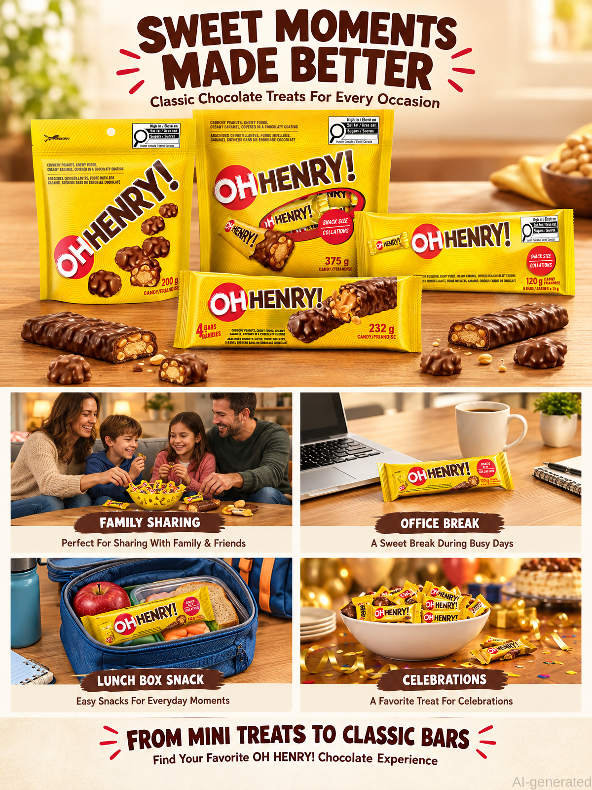 OH HENRY! Chocolate Candy Bars Bundle, Snack Size Treats, 2 x 4.23 OZ,