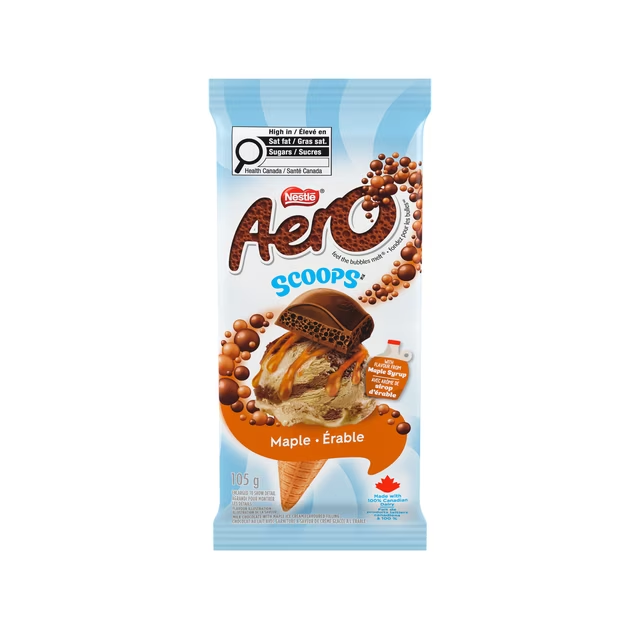 Nestlé AERO Scoops Maple Milk Chocolate 105g with maple ice cream flavoured filling