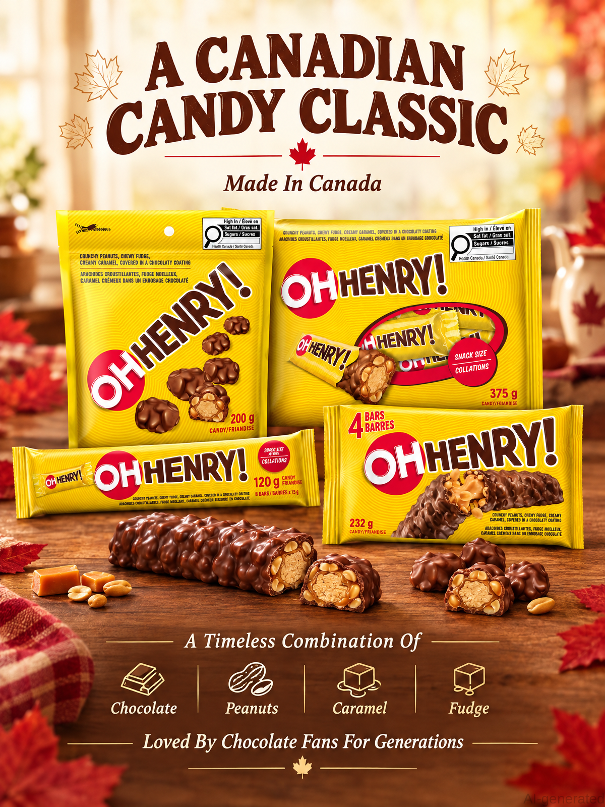 OH HENRY! Mini Candy Bars Value Pack, Chocolate Caramel Fudge, 2 x 7.05 OZ