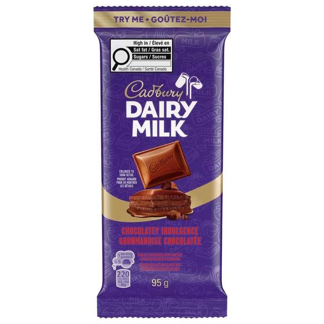 Cadbury Dairy Milk Chocolatey Indulgence Chocolate Bar 95g with chocolate crème filling