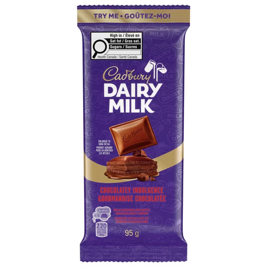 Cadbury Dairy Milk Chocolatey Indulgence Chocolate Bar 95g with chocolate crème filling