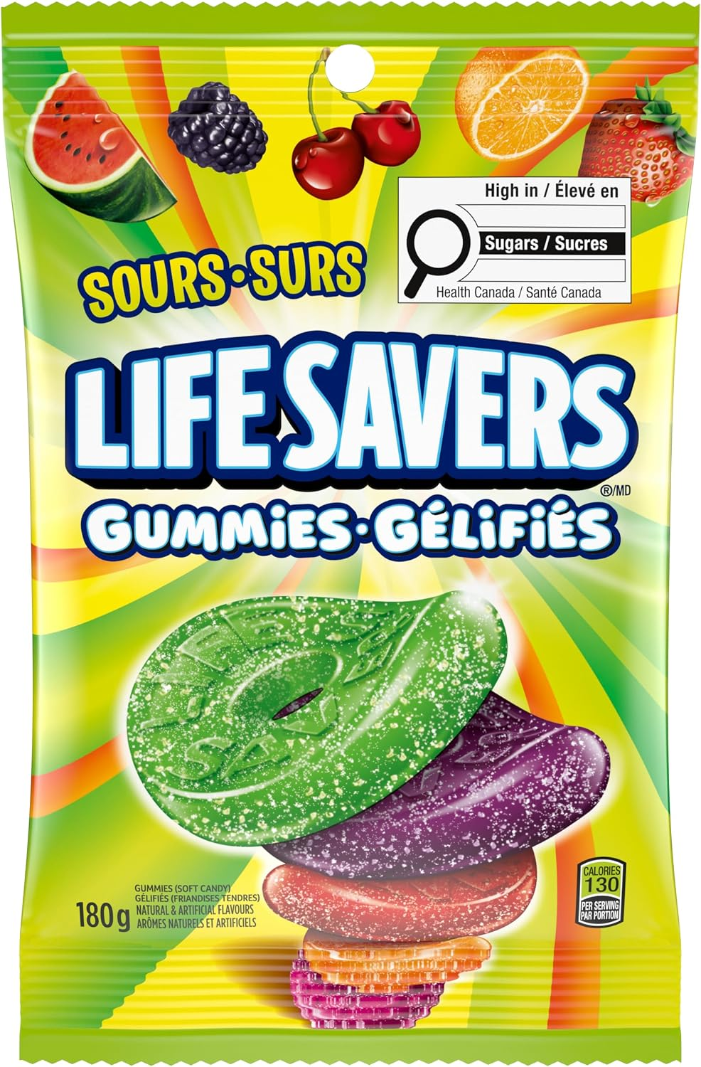Sour Fruit Gummy Candy 180g Bag